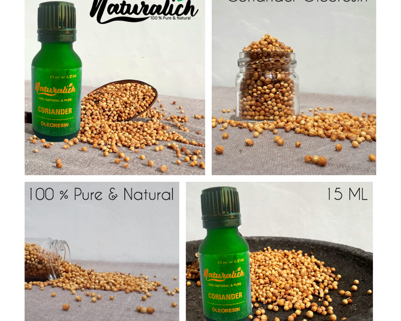 Naturalich Coriander Oleoresin, 100% Pure & Natural, 15 ml in Glass Bottle